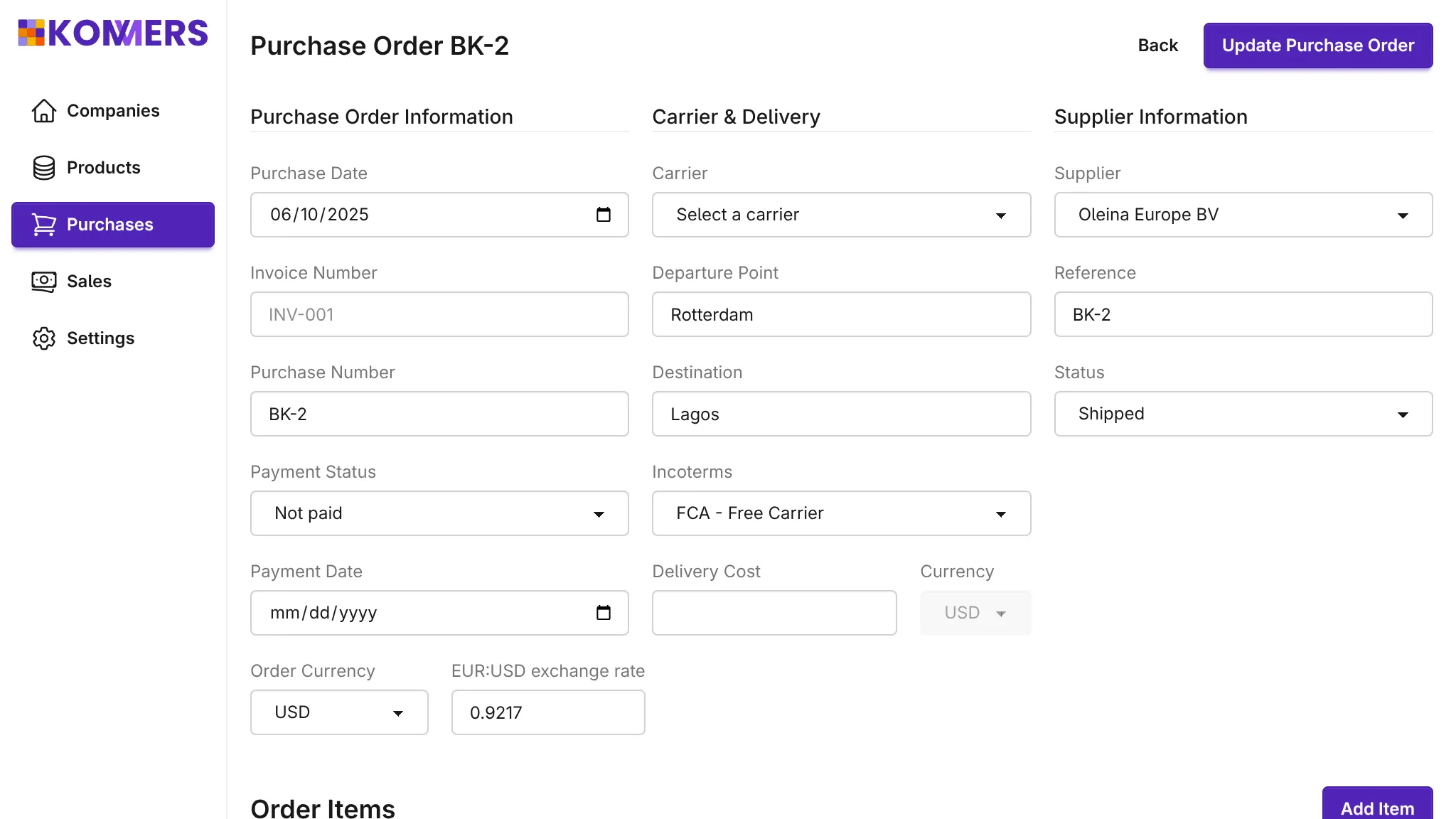 Purchase Orders